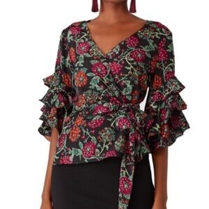 Likely Night Garden Wren Wrap Blouse - Size XS